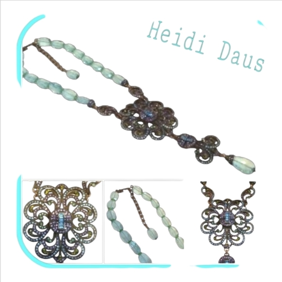 Heidi Daus Swarovski Crystal,Blue Bead Vintage Necklace, RARE - Picture 1 of 11